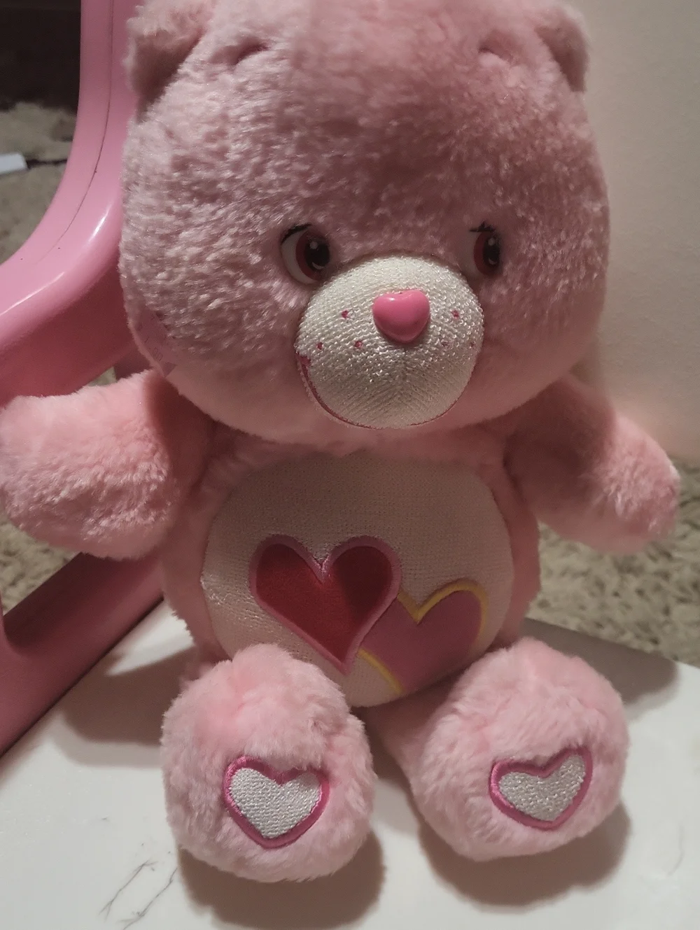 Care Bears Pink Heart Belly Plush - Pink and White Accents